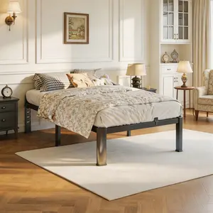 COZPAW Queen Size Bed Frame, 14 Inch Heavy Duty Metal Platform Bed Frame, Noise Free Steel Mattress Foundation, No Box Spring Needed, Spacious Under Bed Space