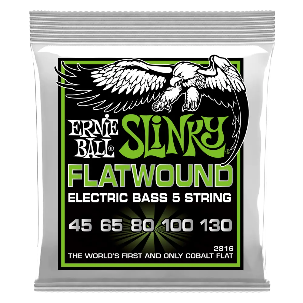 Ernie Ball Regular Slinky Cobalt Flatwound 5-String Electric Bass Strings 45-130 Gauge