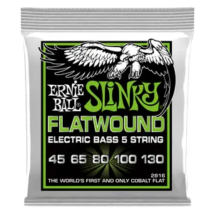 Ernie Ball Regular Slinky Cobalt Flatwound 5-String Electric Bass Strings 45-130 Gauge
