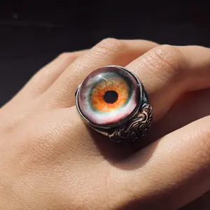 1pc Men's Gothic-style Realistic EyeballDesign Ring, Featuring Iris and Pupil,Adjustable Size, Unisex Halloween JewelryGift, Suitable for Both Men and Women, DarkLegendary Amulet, Perfect for Daily Wearand Costume Parties