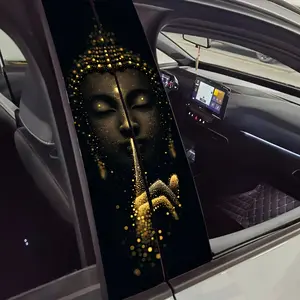 2-Pack Buddha statue car B-pillar sticker, universal car sticker, matt vinyl material, easy to paste, no glue marks, scratch-resistant and water-resistant, disposable self-adhesive, suitable for plastic, glass and metal surfaces, for car decoration