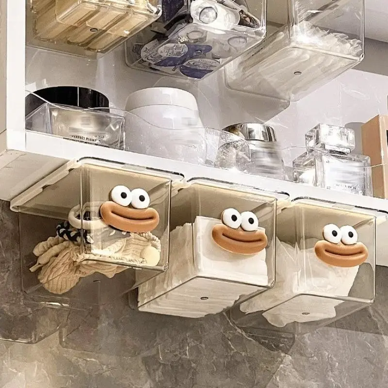 4-Piece Invisible Mirror Cabinet Drawer Organizer Set, Transparent Pull-Out Bathroom Storage Kit, Space-Saving Design for Cosmetics & Toiletries, Clear Plastic Boxes