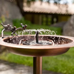Fontana Cast Iron Bird Bath with Solar Water Fountain Pump