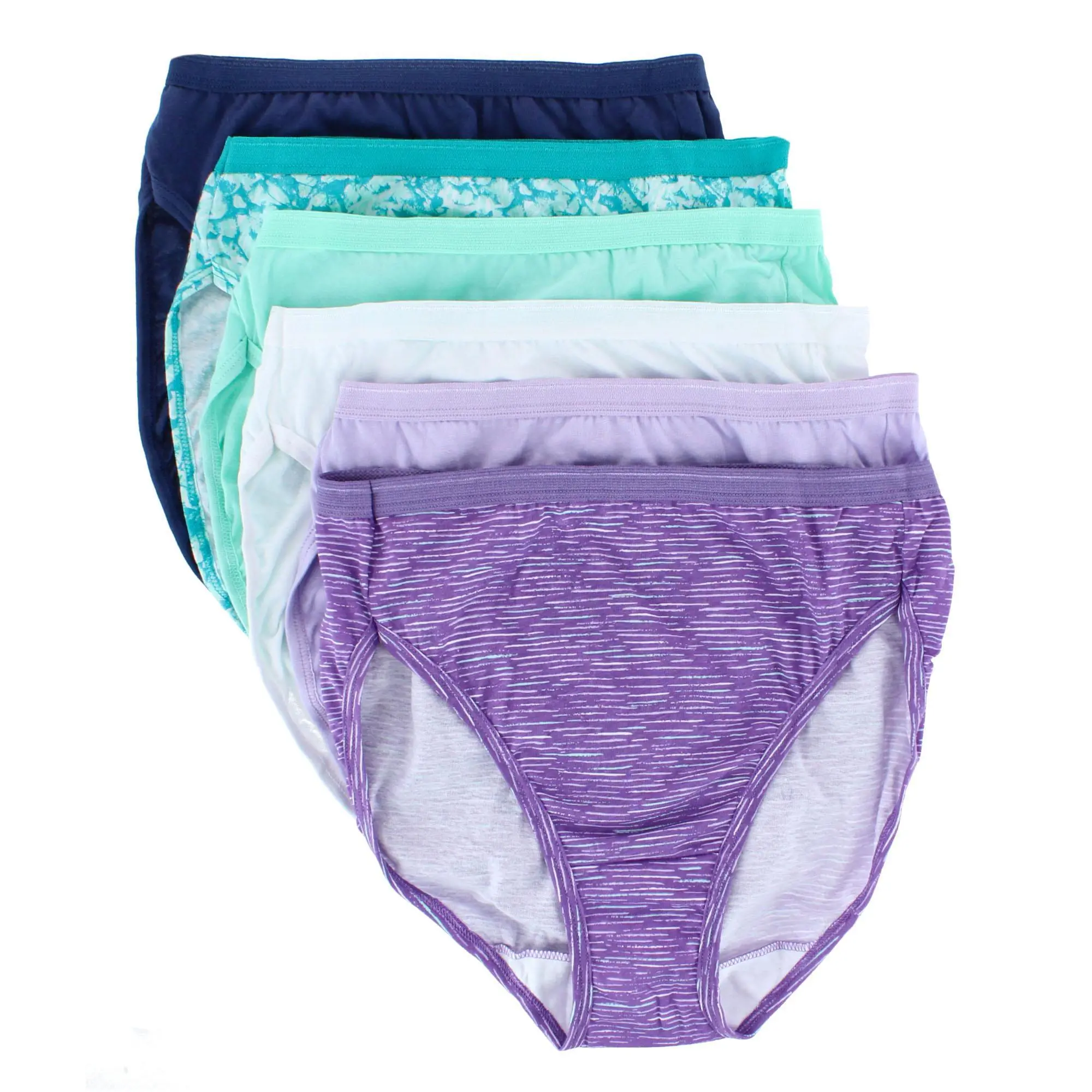 Fruit of the Loom Women's Cotton Assorted Hi-Cut Panty (6 Pack), Briefs