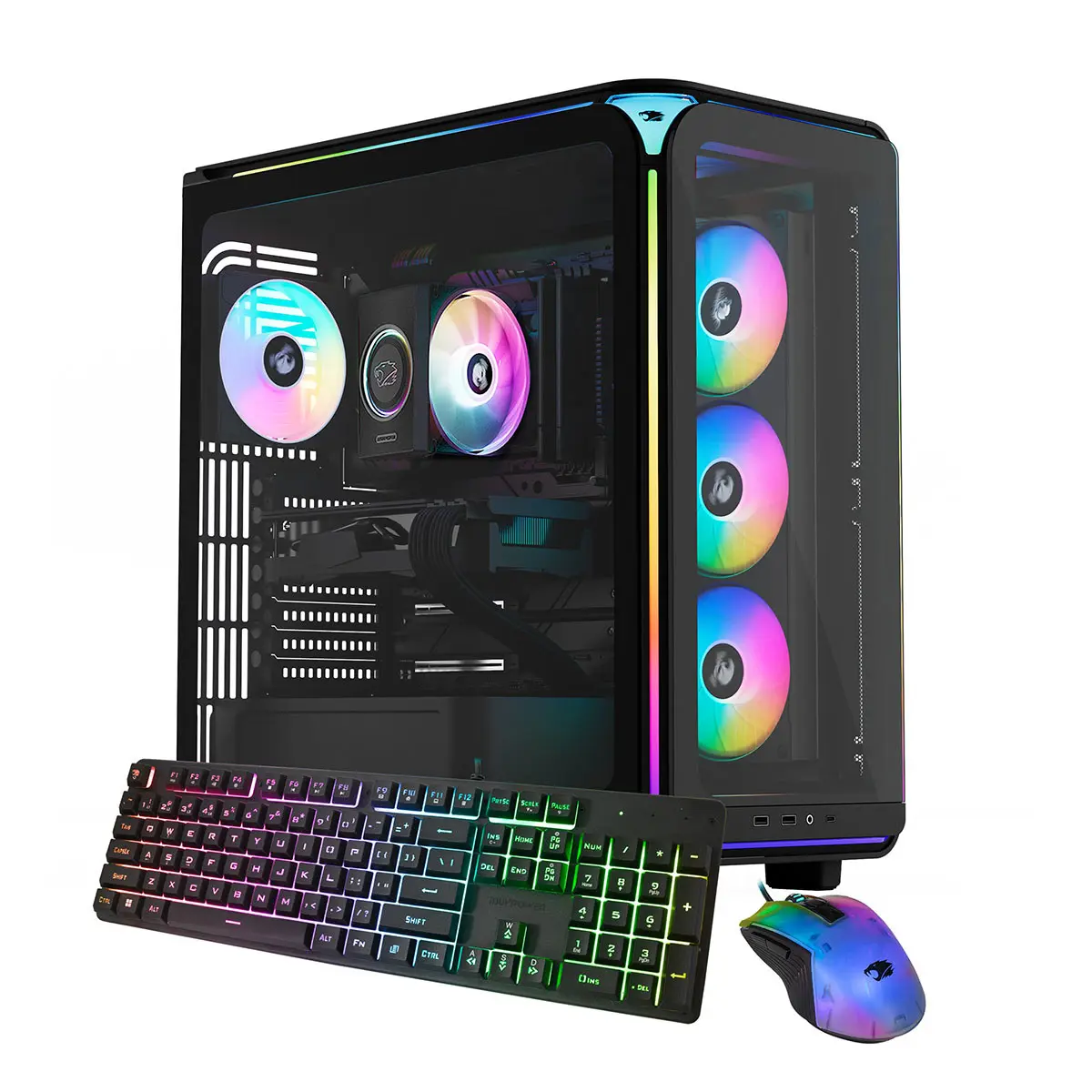 iBUYPOWER Element EXBA7N5702 Prebuilt Fully Built Gaming PC Tower Desktop Computer, AMD Ryzen 7 9700F 3.8GHz, 32GB RAM, 1TB SSD, NVIDIA GeForce RTX 5070 12GB, Windows 11 Home, Black (Compatible with Gaming Keyboards), Gaming Keyboard, Prebuilt Gaming Pc