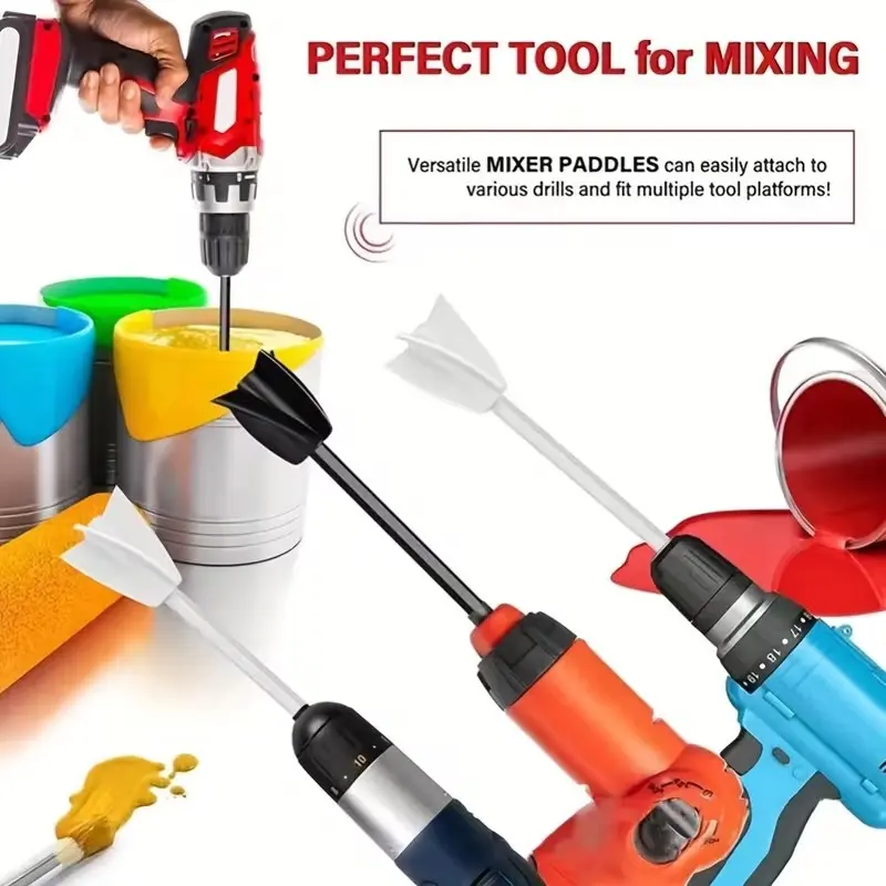 Reusable Paint Mixer Epoxy Resin Mixer Attachment, Durable Non-Stick Design, Easy to Clean, Comfortable Grip, Plastic Material, 2pcs