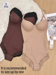 3 Pack Women’s Shaping Bodysuit with Soft Cup Design, Adjustable Spaghetti Straps, Smooth Waist Fit, Stretch Full Coverage One Piece Cami for Daily Layering and Outfit Styling