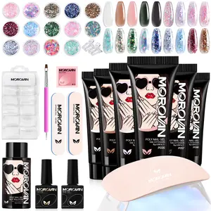 Poly Gel Nail Kit for Beginners: 6 Colors with UV Lamp for Starters with Everything DIY Art Design at Home Christmas Gift for Women Girls