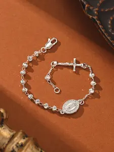 Platinum Plated Prayer Bead Bracelet with Cross and Virgin Mary, Multifunctional Accessory for Daily Wear and Gifts, Exquisite Bracelet, Religious Jewelry Gift