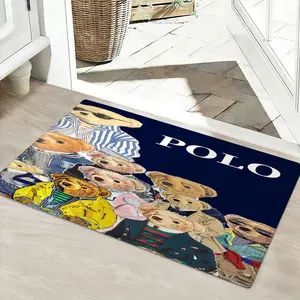 Vintage Bear Rug, College Style Decorative Carpet, American Luxury Living Room Wear-Resistant Mat, High Definition Print Non-Fading