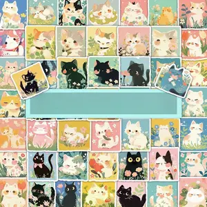 60pcs Cartoon Healing Cat Series Stickers, Suitable for Faith Based Designs Such As Scrapbooks, Diaries, Laptops, Water Bottles, Cars, Etc., As Gifts with Positive Information, Decals Stickers, Universal car sticker, Car Decorative Sticker
