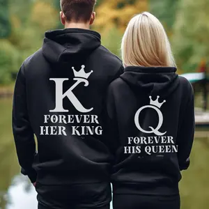 King and Queen Couple Hoodie, Forever Her King His Queen Matching Hoodie, Romantic Couple Outfit, Gift for Boyfriend Girlfriend
