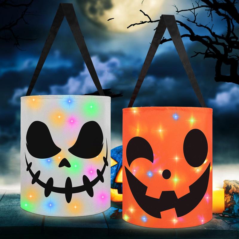 2Pcs Light Up Halloween Trick Or Treat Bucket, Candy Bags for Halloween ...