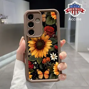 Phone case for Samsung S25 ultra plus S24 S23 S22 Ultra Plus Sunflower Advanced fashion gift Full Body Protection Shockproof Soft Silicone Cover Protector Screen Protector
