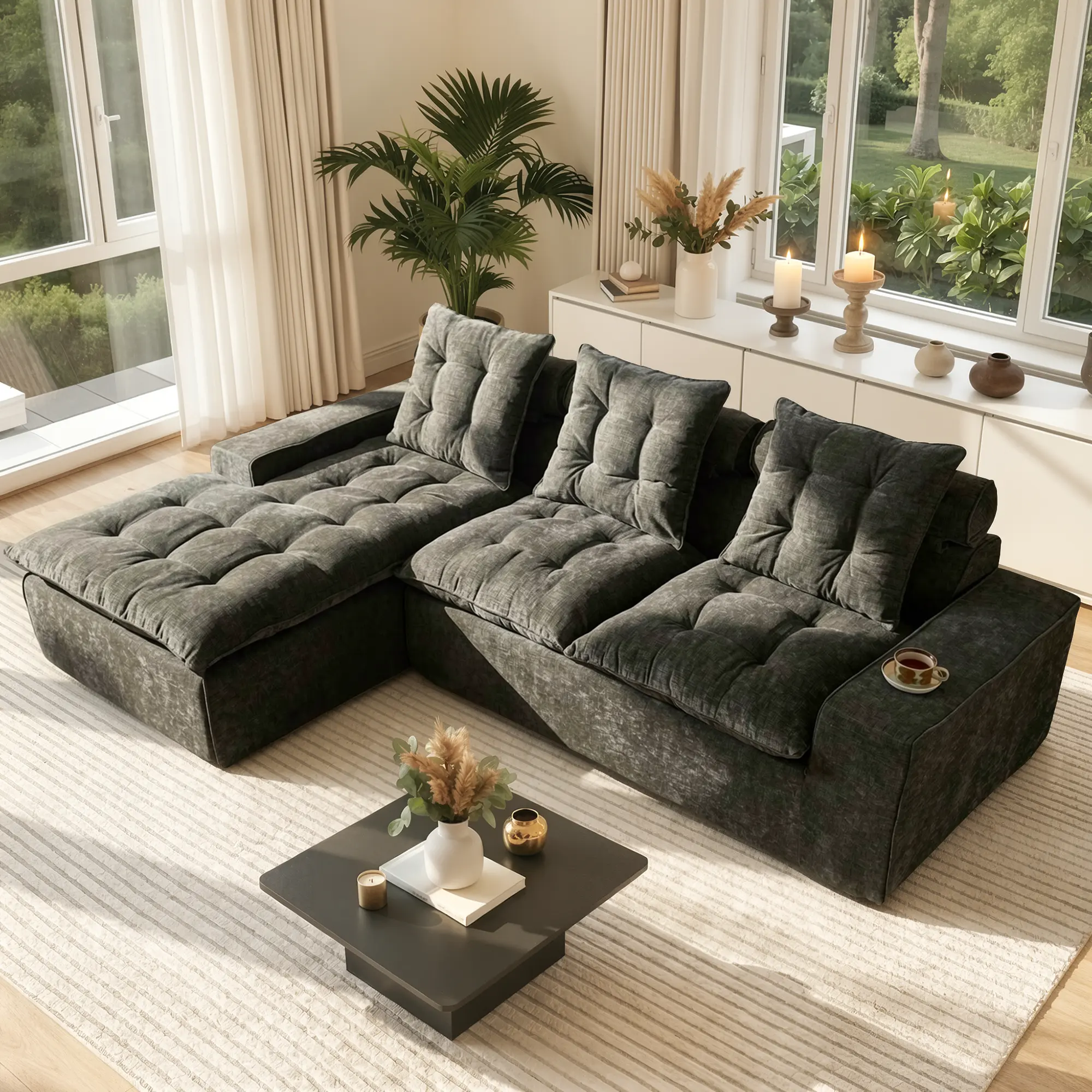 Ash Gray Left Chaise