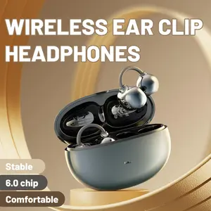 SK50 Clip-on Earbuds,Open Ear Earbuds Wireless Bluetooth 6.0, Lightweight Open Ear Headphones with C-Shaped Bridge,Slim Hook,30H Battery,Waterproof,for Glasses Wearers and Workouts Open ear clip headphones Electronic Headset
