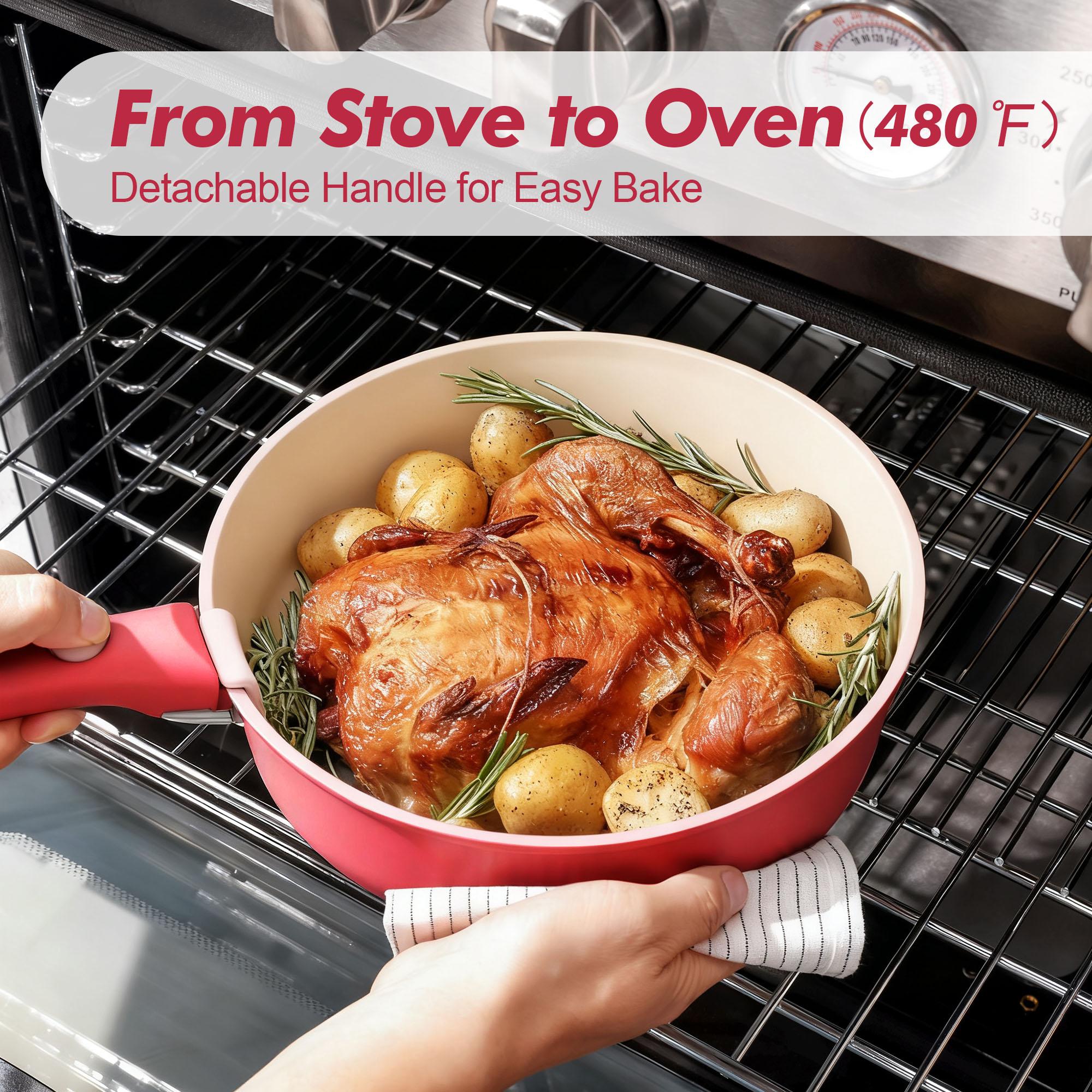 SENSARTE 19pcs Nonstick Pots and Pans Set - Kitchen Cookware Set with Detachable Handle - Includes Pizza Pan & Egg Pan & Kitchen Utensils - Ideal for Home Cooking, RV, Camping - Dishwasher/Oven Safe