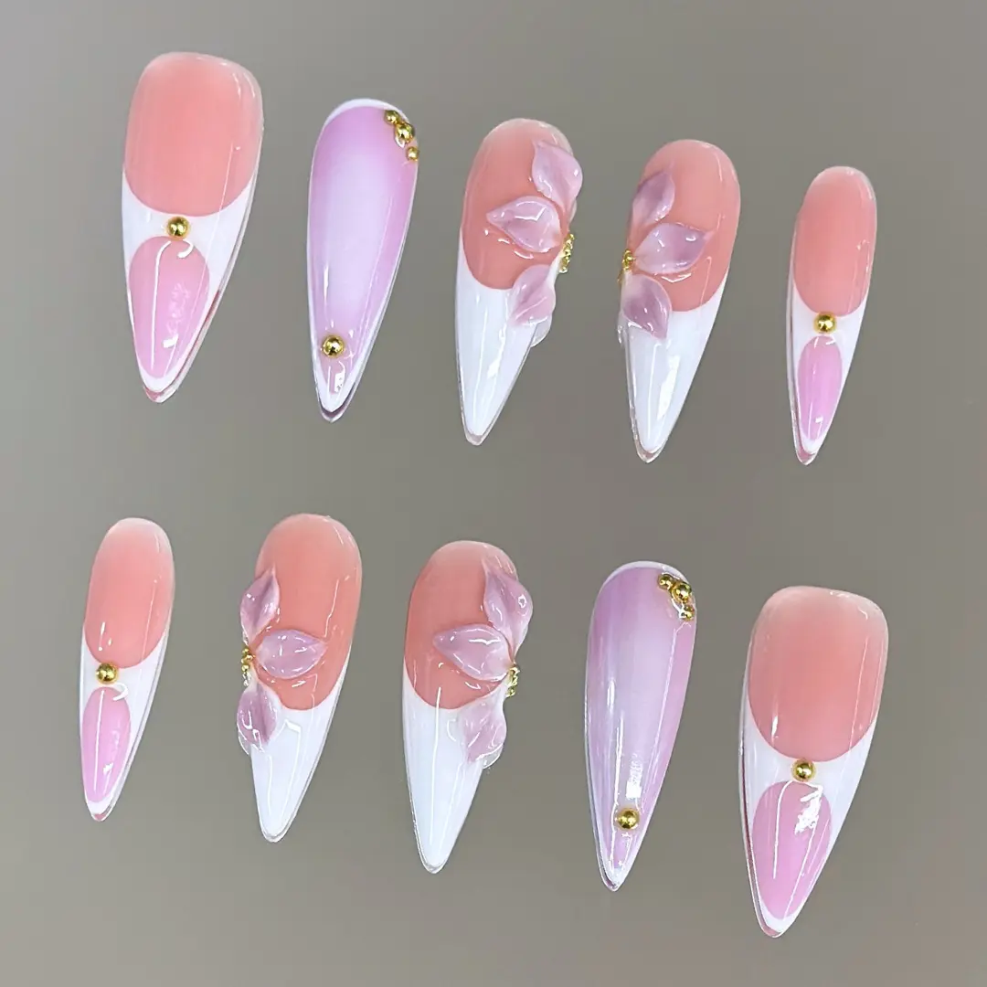 NailVesta MOCHI BLOSSOM– 100% Handcrafted 3D Press-On Nails | Reusable, Long-Lasting, Salon-Quality