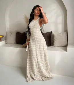 Gemma Tweed Maxi Dress - Taupe