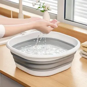 Foldable Space-Saving Sink Basin Durable Plastic Portable Wash Basin for Home Dorm Camping Modern Oval Design Multi-Use Easy Storage and Cleaning