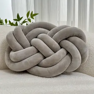 1pc Plush Knotted Throw Pillow Soft Backrest Cushion