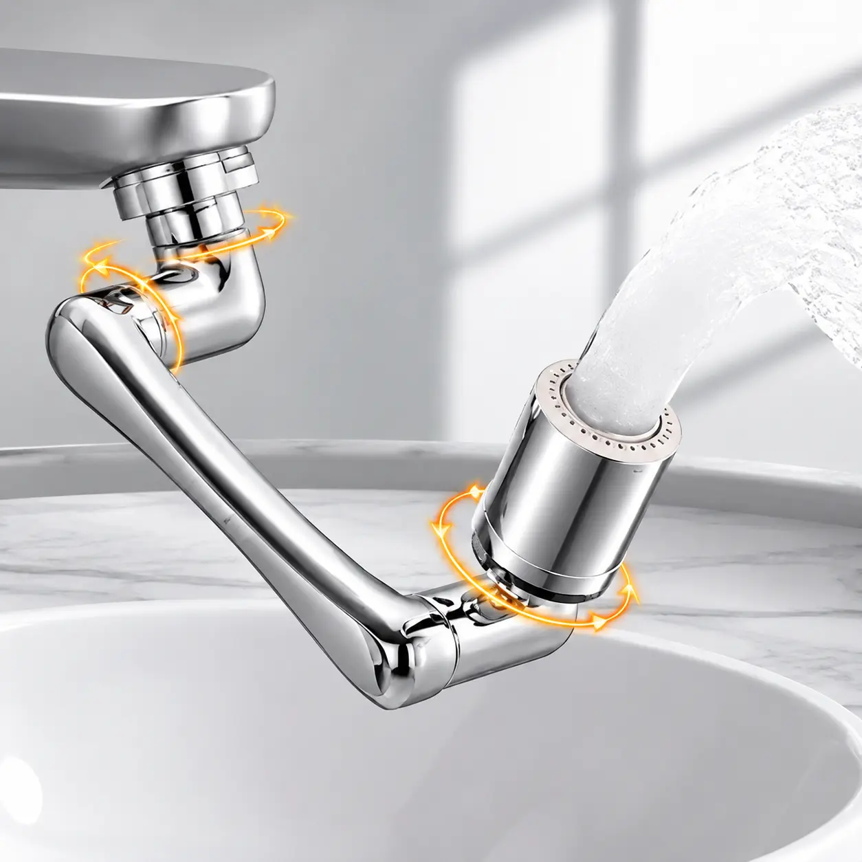 1440° Rotatable Faucet Aerator Extension, Dual Water Outlet Mode Sprayer, Tap Head Replacement for Aerator Kitchen Taps, Smart Face Washing & Toddler Use