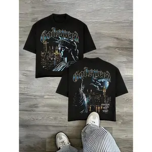 Avant garde urban wear, Statue of Liberty and urban landscape pattern prints, oversized retro suitable for # StreetStyle # summer fashion bold casual wear