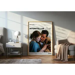Interstellar Minimalist Movie Poster, Sci-Fi Film Decor, Museum Quality Movie Art