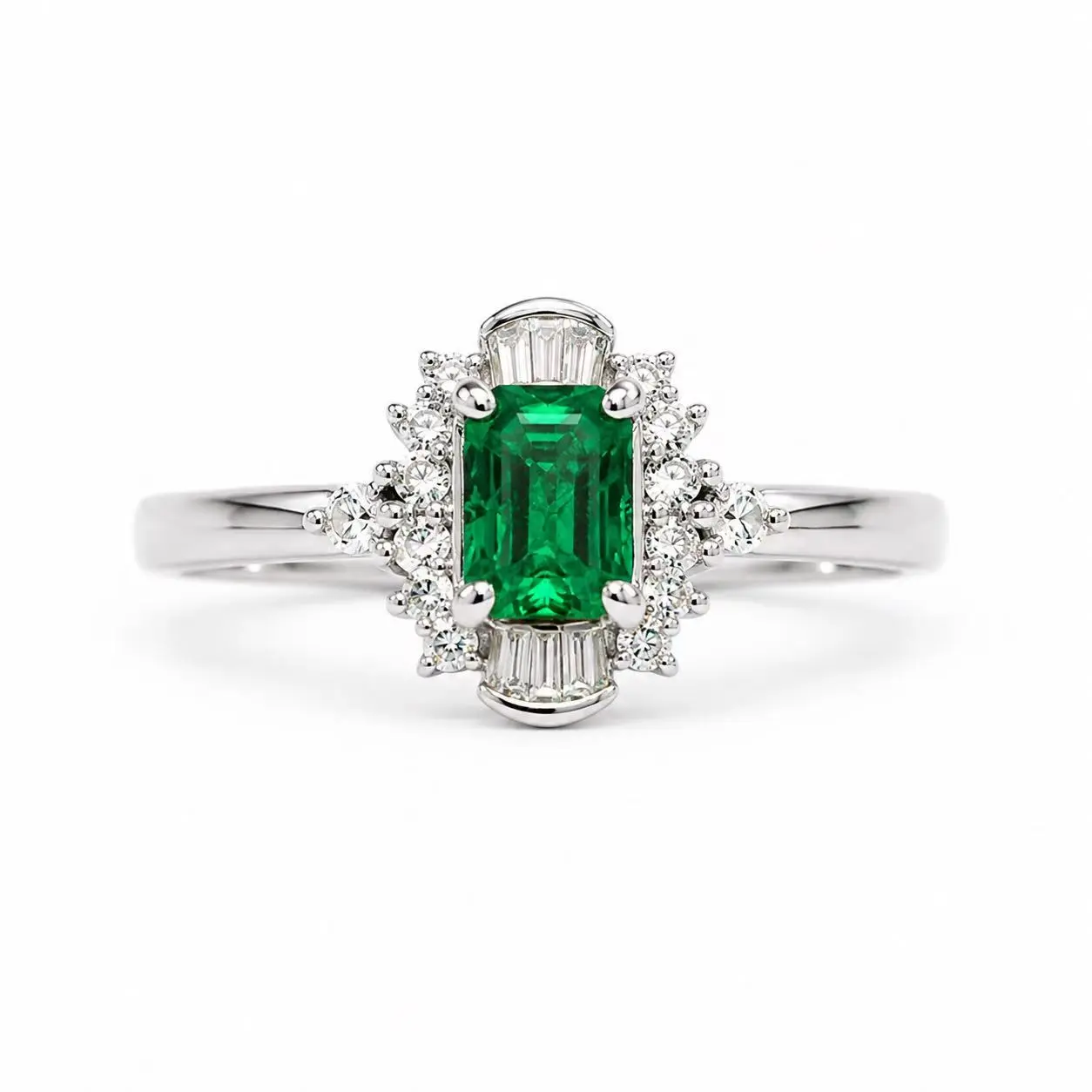 18K Gold Colombian Emerald Gemstone Ring, Semiprecious Stone Jewelry Accessory Gemstone Set
