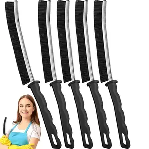 Mom's Gift Ultimate Crevice Cleaner Pack 5 Multifunctional Hard Bristle Brushes for Tile Grout Window Tracks Hidden Grime Home Tools Gadgets Heavy Duty Handle Cleaning