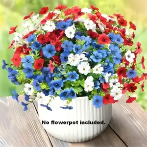 12-Piece Outdoor Artificial Flowers, UV-Resistant Spring Decor, Blue Daisies, Ideal for Porch Courtyard Window Box