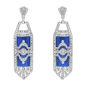 Dallas Prince Sterling Lapis & Chrome MarcasiteEarrings