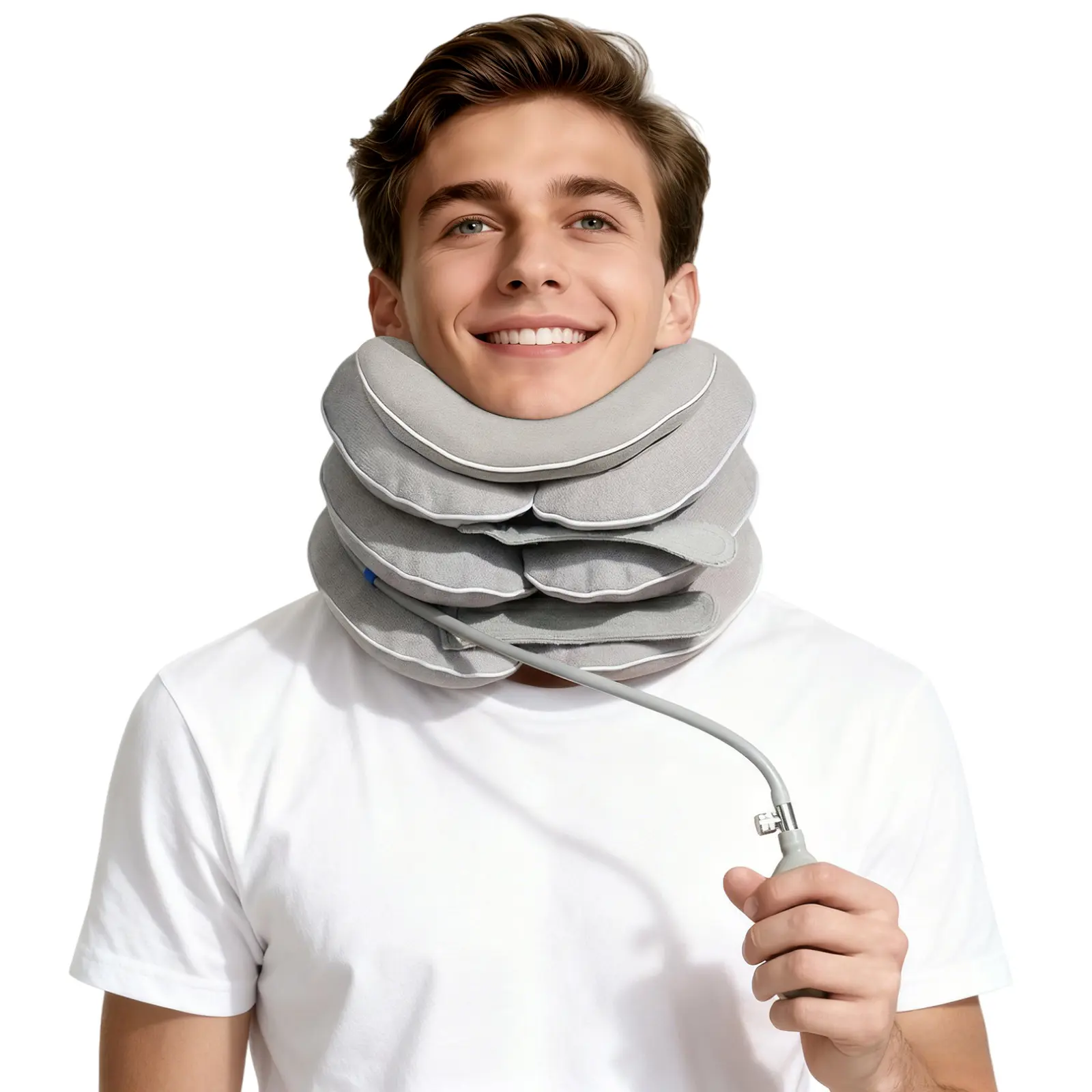 Inflatable Cervical Traction Collar, Adjustable Neck Traction Device, Portable Neck Stretcher for Neck Alignment & Daily Neck Support