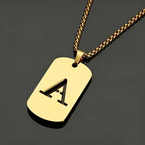 Stainless Steel Initial Necklace 26 Letter Alphabet Personalized Couple Jewelry