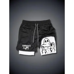 Men's Summer Fashion Printed Shorts Naughty Ghost Sexy Chest Graphics 3D Printed Fitness Double Shorts