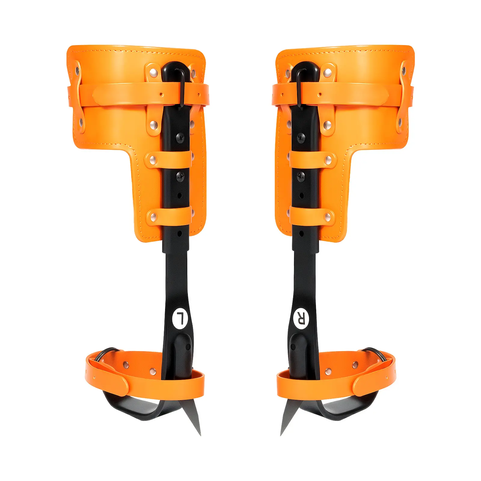 Professional Tree Climbing Spikes Kit Cowhide Carbon Steel Spurs Adjustable 41-47cm Ankle Straps for Arborist Limbing 220lbs Capacity