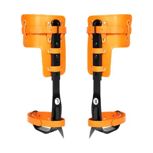 Professional Tree Climbing Spikes Kit Cowhide Carbon Steel Spurs Adjustable 41-47cm Ankle Straps for Arborist Limbing 220lbs Capacity