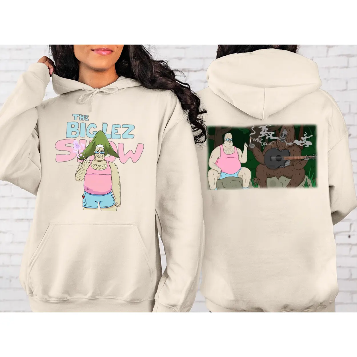 Sassy the Sassquatch Movie 2 Sided Graphic Hoodie Casual Street Style Fleece Fabric Pullover Hooded Sweatshirt Tops Trendy for Women for Men