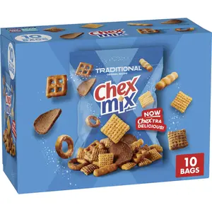 Chex Mix Traditional Original Recipe Snack Mix Multipack 10 Bags 17.5 oz Savory Shapes for Endless Flavor Party Favorite