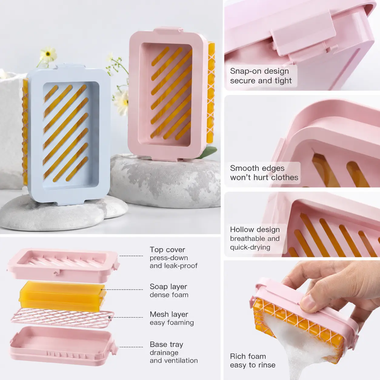 1 Piece, Soap Holder with Elastic Non-slip Mesh, Draining Design for Fast Foaming Laundry and Household Cleaning Use