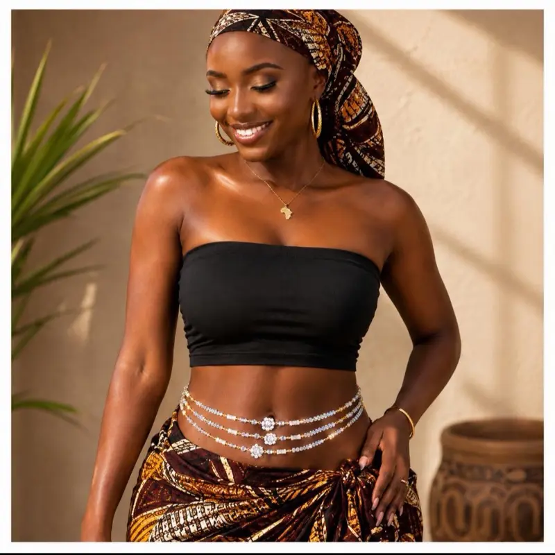 Belle beauty collection waist beads, women's waist and abdomen chain,  glow in dark,  50 inches, tie on, handmade with love for daily use.