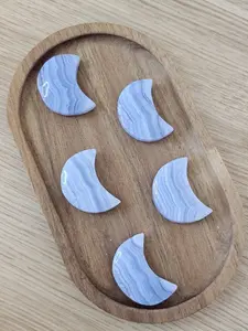Blue Lace Agate Moon and Diamond Carvings