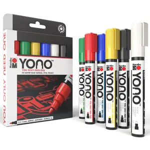 Marabu YONO Acrylic Paint Markers - 6 Pack - Experience Limitless Creativity - Premium Acrylic Markers for Rocks, Canvas, Glass, Leather and More