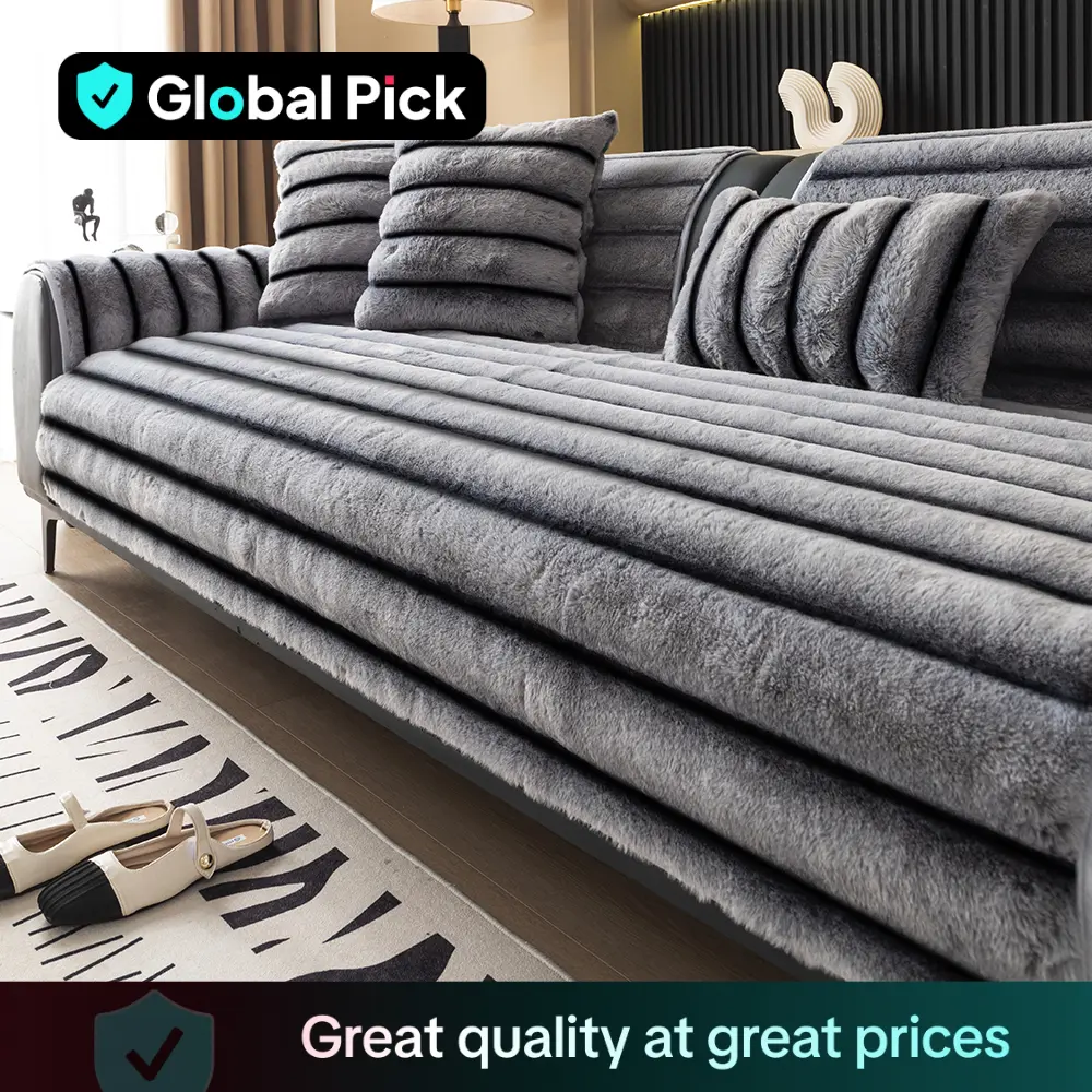 Modern Soft Plush Sofa Cover, 1 Count Non-slip Soft Comfortable Sofa Cushion Cover, Pillowcase without Filler, Sofa Protector for Home Living Room, Be