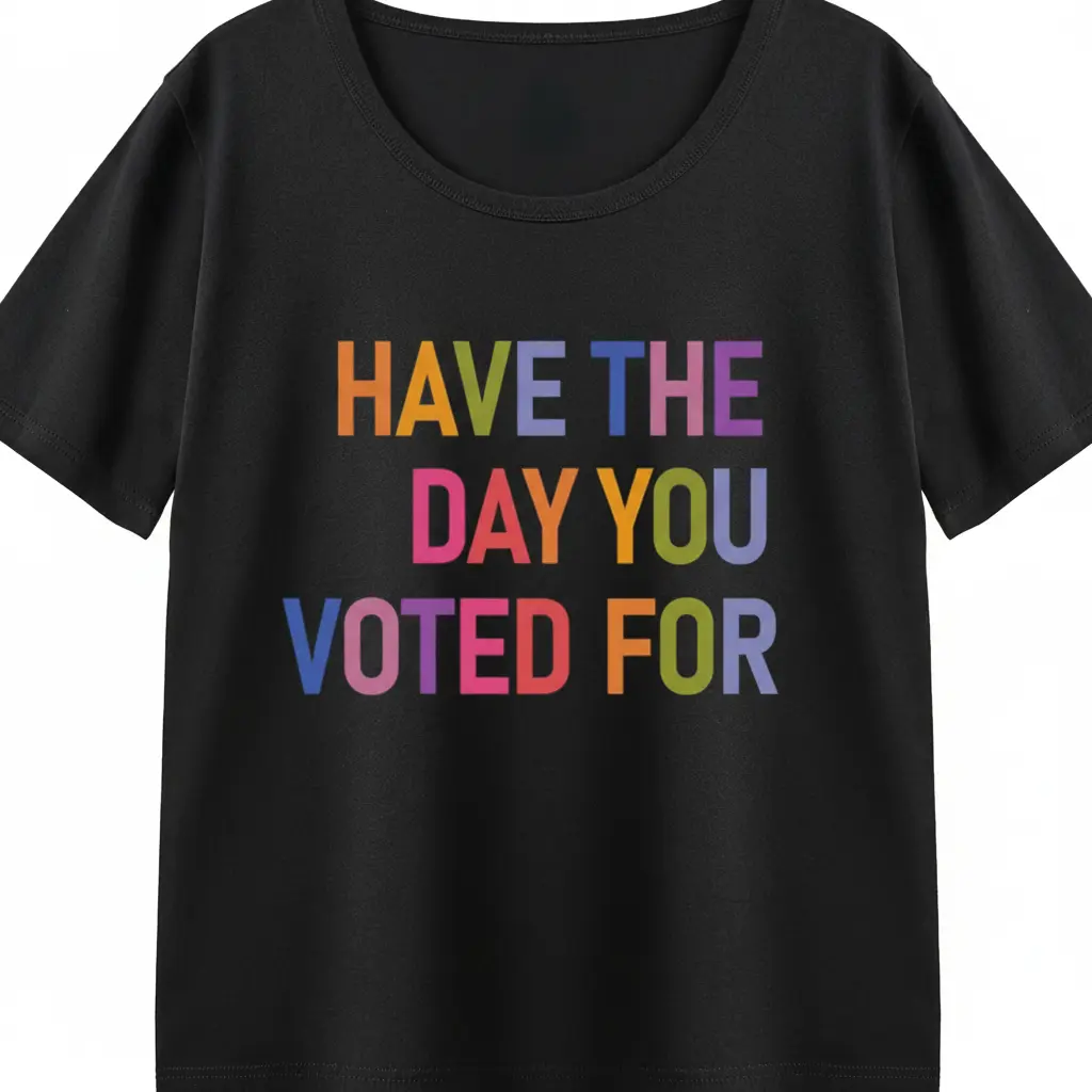 Graphic Tee Women Rainbow Colorful Have The Day You Voted For Design Political Slogan Oversized Casual Trendy Soft Comfortable Top
