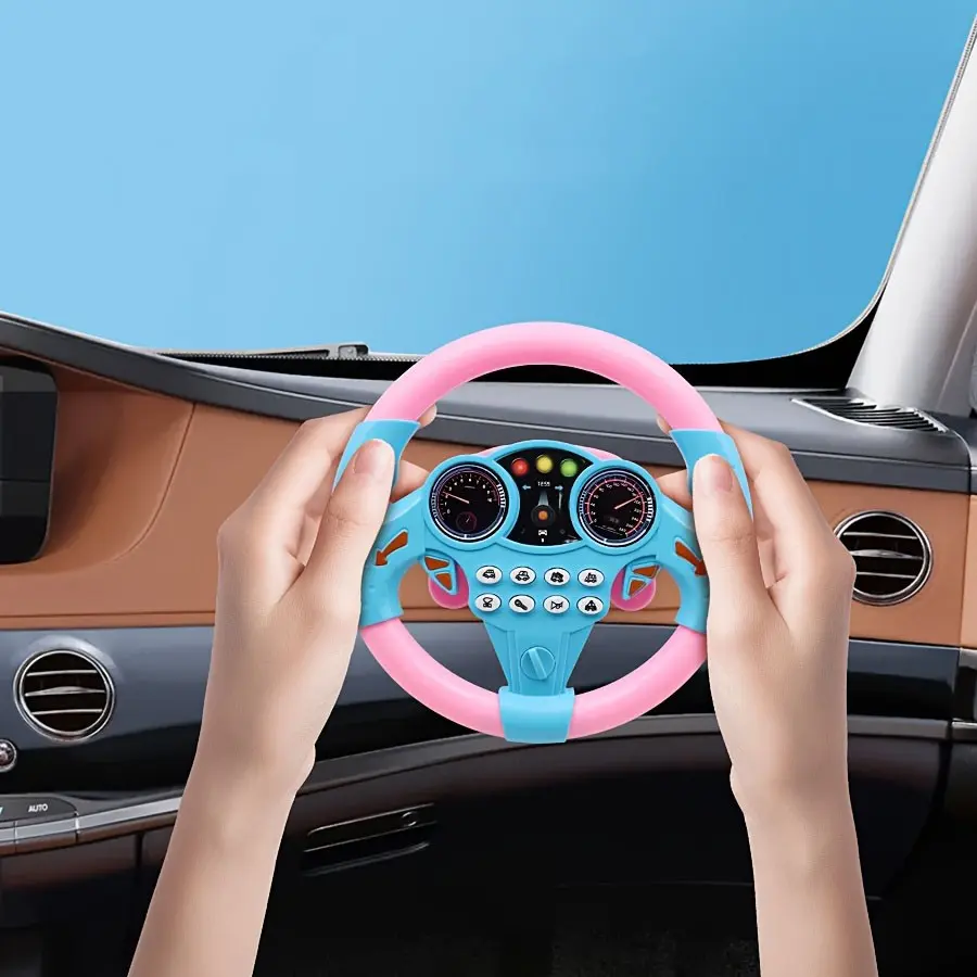 Kids Educational Steering Wheel Toy, Interactive Children Car Driving Game with Music, Rotating Steering Wheel Role Play, No Batteries Included