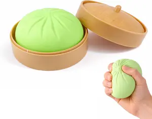 Mother's Day Gift Dumpling Squishy Toys, Giant Mystery Squishy Dumpling Toy Fidget Sensory Stress Ball, Cute Steamer Bun Design, Glitter Dumpling Toys Stress & Anxiety Relief Toy for Kids & Adults Non-Edible (Green)