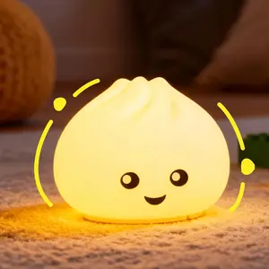 Dumpling Squishy Night Light, Rechargeable 16 Color Changing LED Night Light, Portable Soft Silicone Touch Lamp for Nursery, Kids Room, Ideal Gifts for Girls Boys