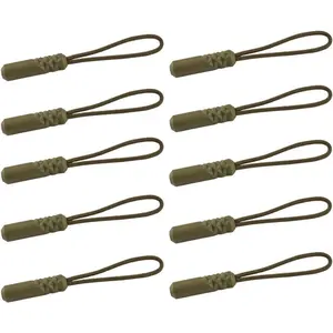 Durable Cord Zipper Pulls Pull Tab Zipper Replacement for Purses,Backpacks, Luggage, Clothing (Army Green,10 Pack