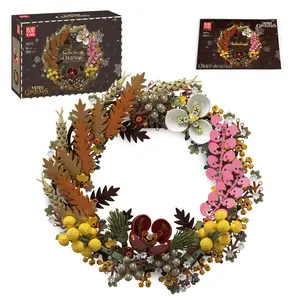 Mould King 10074 for Icons Christmas Dried Flower Wreath Building Blocks Set, Artificial Flower Kit, DIY Botanical Collection Decoration, Clamp Building Blocks Kit (1038 Parts)